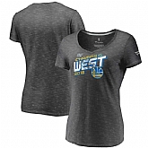Women Golden State Warriors Fanatics Branded 2018 Western Conference Champions Locker Room V Neck T-Shirt - Heather Charcoal,baseball caps,new era cap wholesale,wholesale hats